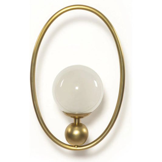Elliot Sconce by Four Hands in frosted glass, patina brass. Made from glass, brass in a modern style.