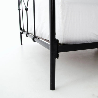 Casey Bed by Four Hands in sanblasted vintage black. Made from iron in a cottage & farmhouse style.