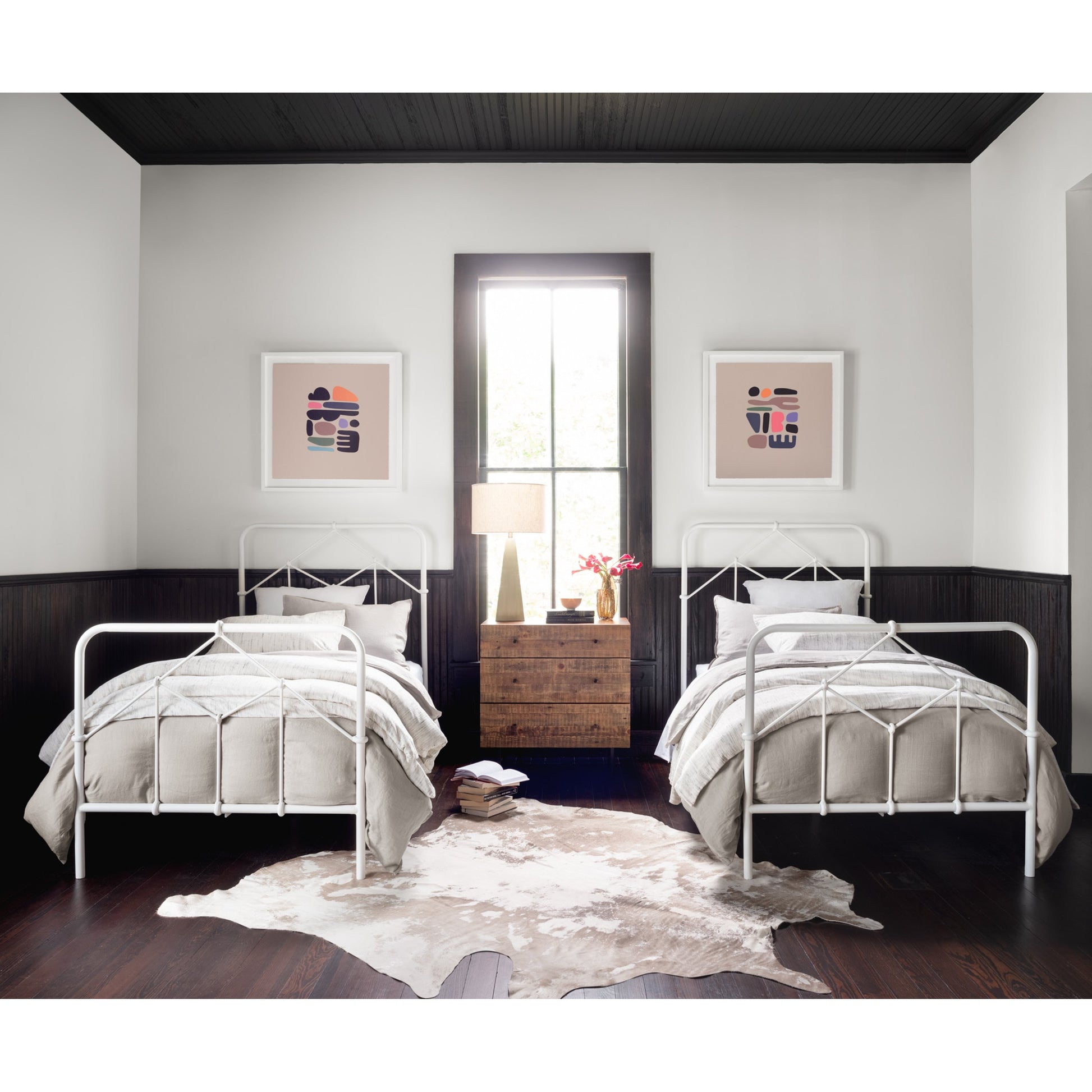 Casey Bed by Four Hands in sanblasted vintage black. Made from iron in a cottage & farmhouse style.