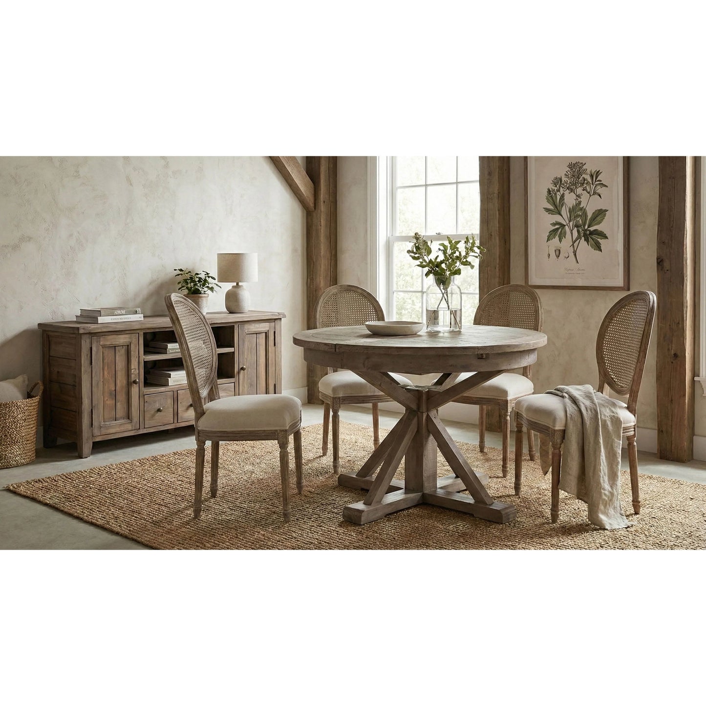 019 SI-2452845 | Lifestyle | Irish Coast Round 47/63" Extension Dining Table by LH Imports in sundried. Made from unique in a traditional style.