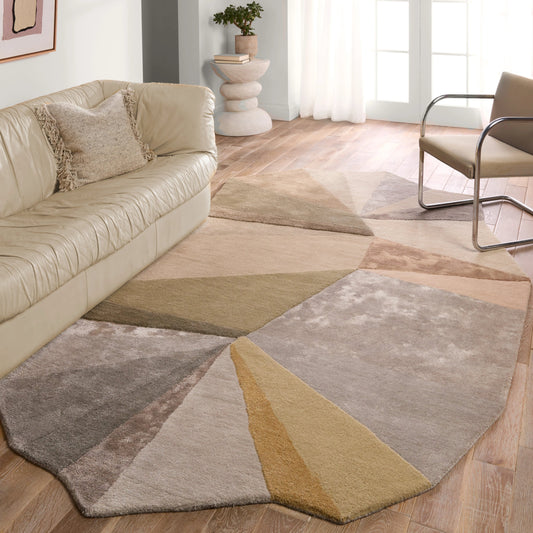 Iconic ICO14 Rug by Jaipur Living in tan, green. Made from 60% wool 40% viscose in a unique style.