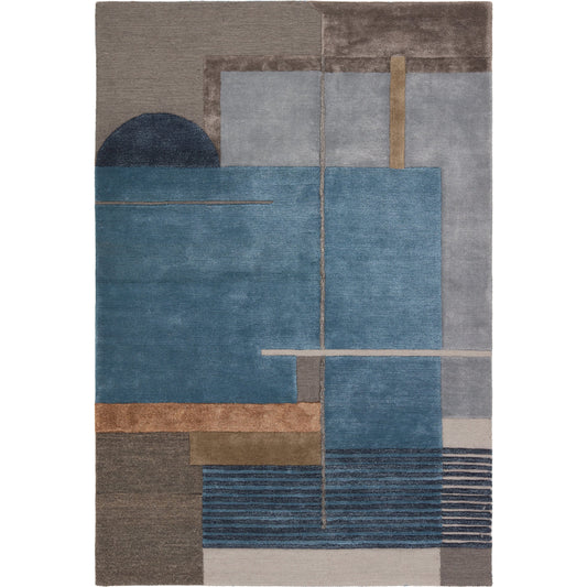 001 SI-2077529,SI-2077530,SI-2077531 | Primary Silo | Iconic Perpetual Rug by Jaipur Living in blue, gray. Made from 65% viscose 35% wool in a unique style.