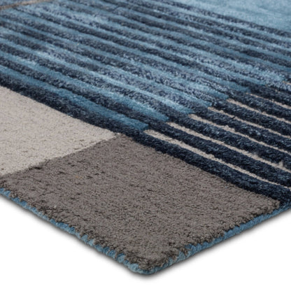 Iconic ICO15 Rug by Jaipur Living in blue, gray. Made from 65% viscose 35% wool in a unique style.