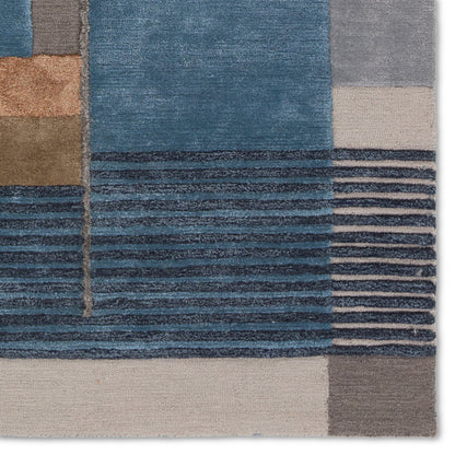 Iconic ICO15 Rug by Jaipur Living in blue, gray. Made from 65% viscose 35% wool in a unique style.