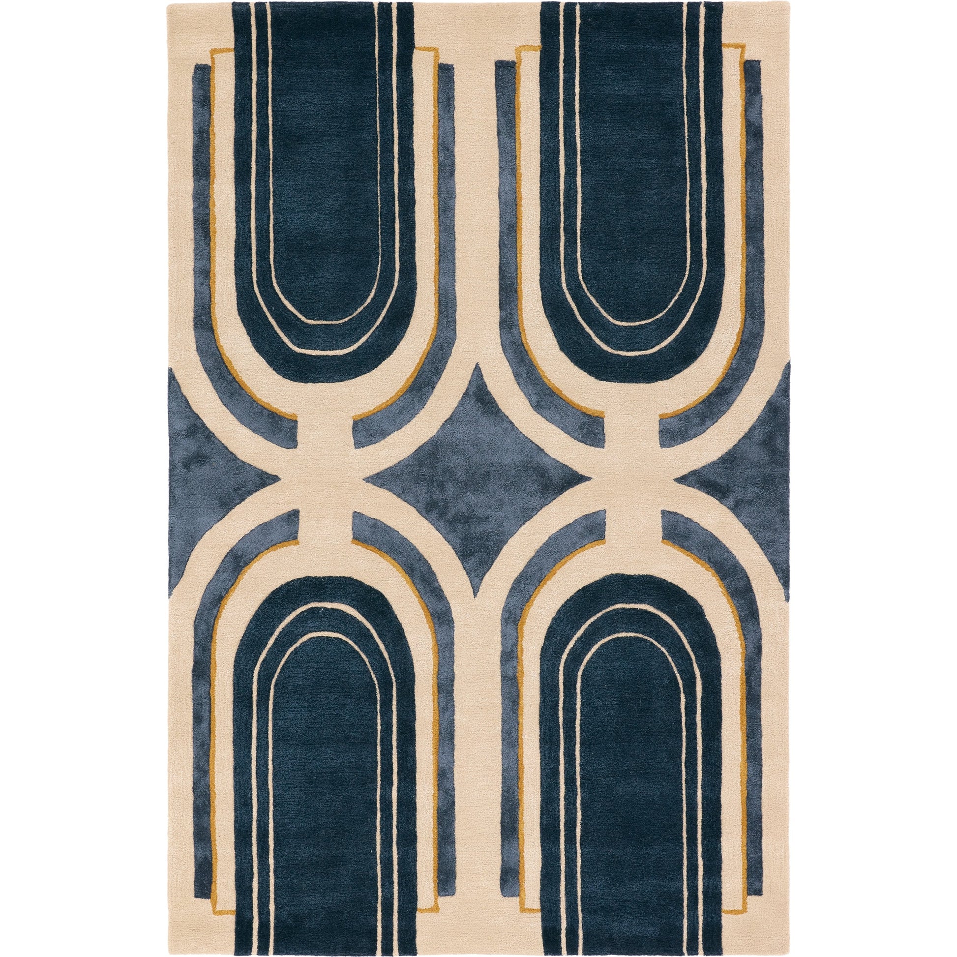 Iconic ICO16 Rug by Jaipur Living in navy, cream. Made from 60% viscose, 40% wool in a unique style.