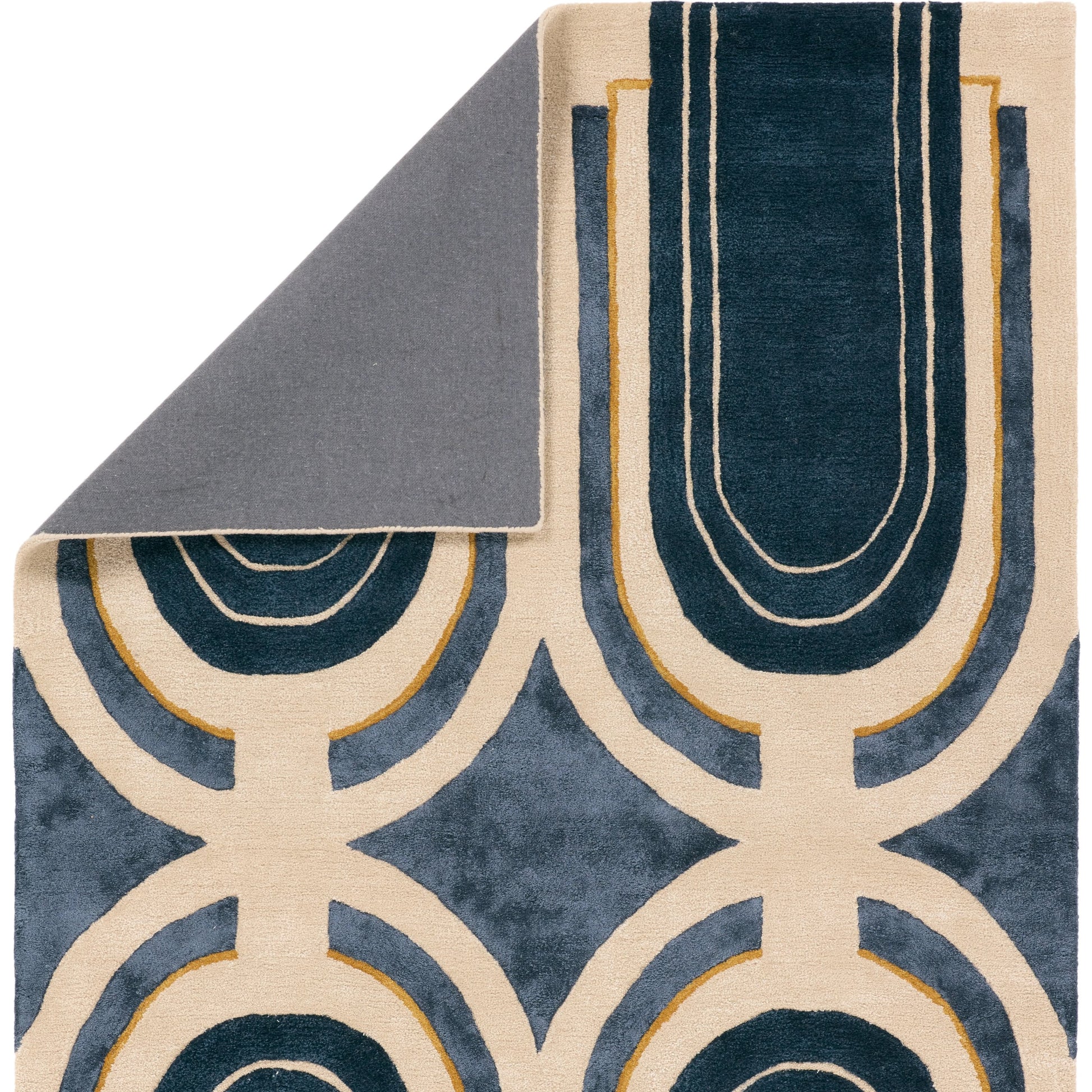 Iconic Partition Rug by Jaipur Living in navy, cream. Made from 60% viscose, 40% wool in a unique style.