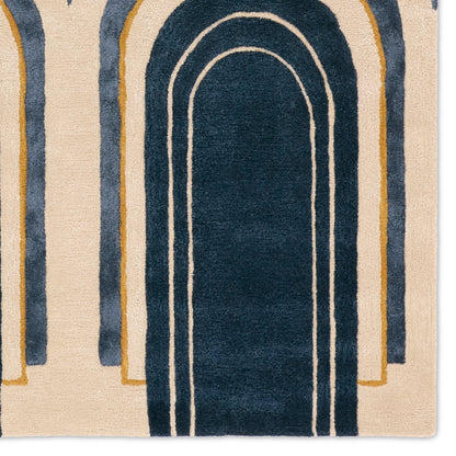Iconic Partition Rug by Jaipur Living in navy, cream. Made from 60% viscose, 40% wool in a unique style.