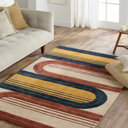 Iconic ICO17 Rug by Jaipur Living in navy, red. Made from 60% wool 40% viscose in a unique style.