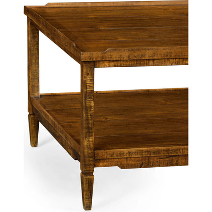 Casual Accents Country Walnut Cocktail Table by Jonathan Charles in brown and country farmhouse walnut. Made from acacia in a traditional style.