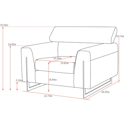 Serena Lounge Chair by Pasargad Home in silver. Made from polyester fabric in a modern style.