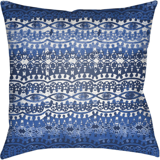 Indigo Blues Pillow - 37082 by Livabliss. Made from front: 100% polyester, back: 100% polyester in a eclectic & global style.