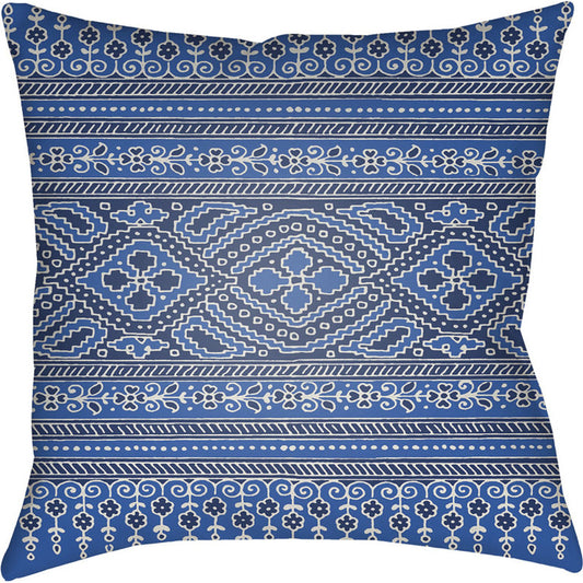 Indigo Blues Pillow - 37082 by Livabliss. Made from front: 100% polyester, back: 100% polyester in a eclectic & global style.