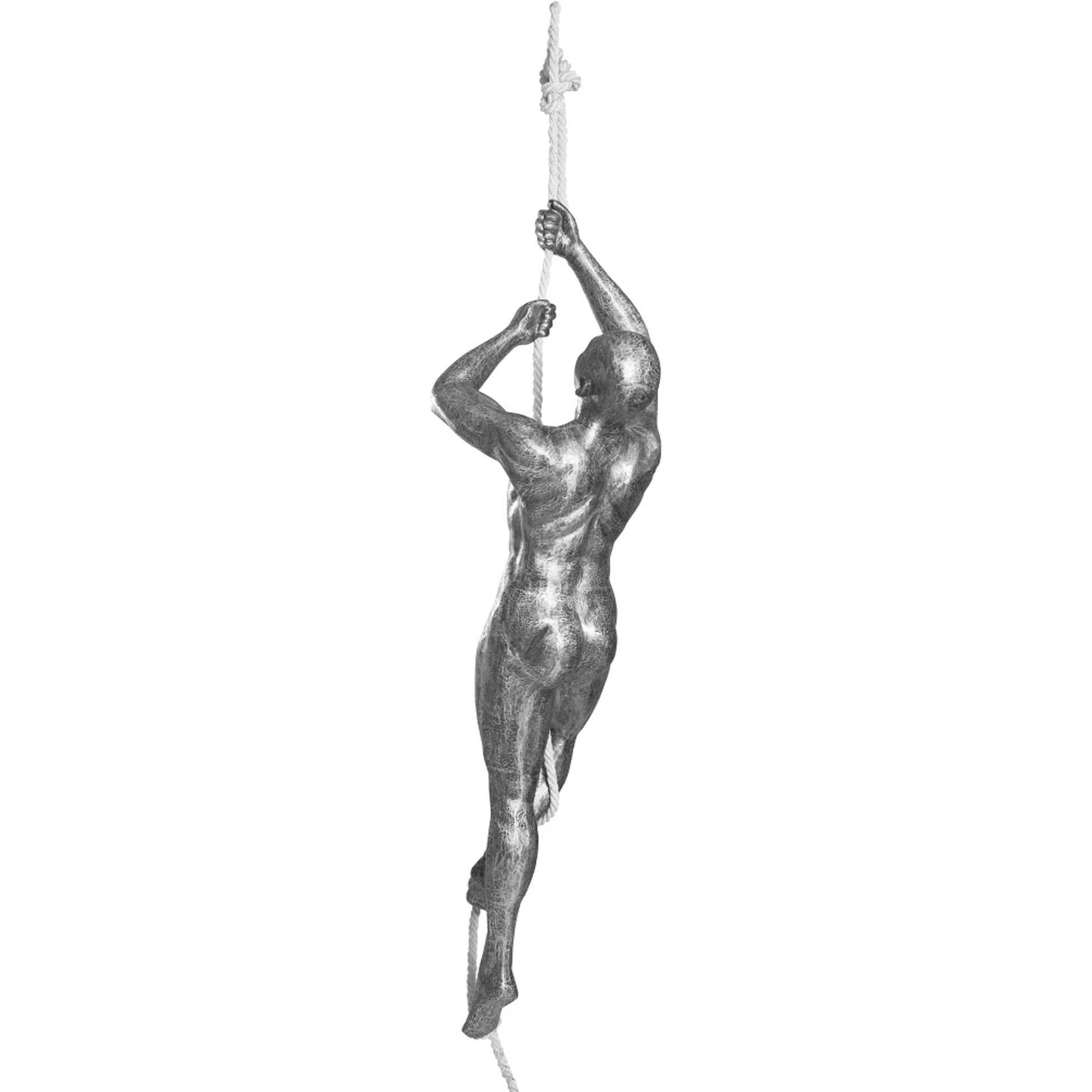 Climbing Sculpture w/Rope by Phillips Collection in silver, black and aluminum. Made from metal fabric in a eclectic & global style.