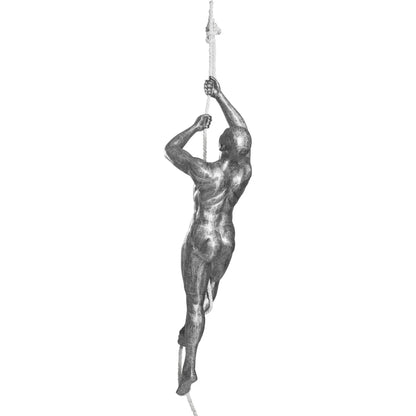 Climbing Sculpture w/Rope by Phillips Collection in silver, black and aluminum. Made from metal fabric in a eclectic & global style.