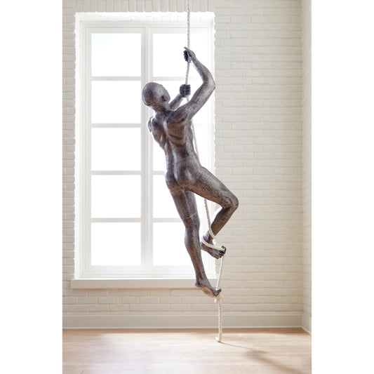 Climbing Sculpture w/Rope by Phillips Collection in silver, black and aluminum. Made from metal fabric in a eclectic & global style.