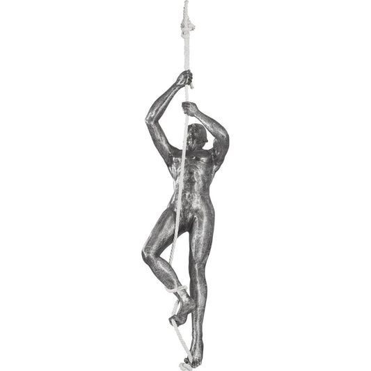 Climbing Sculpture w/Rope by Phillips Collection in silver, black and aluminum. Made from metal fabric in a eclectic & global style.