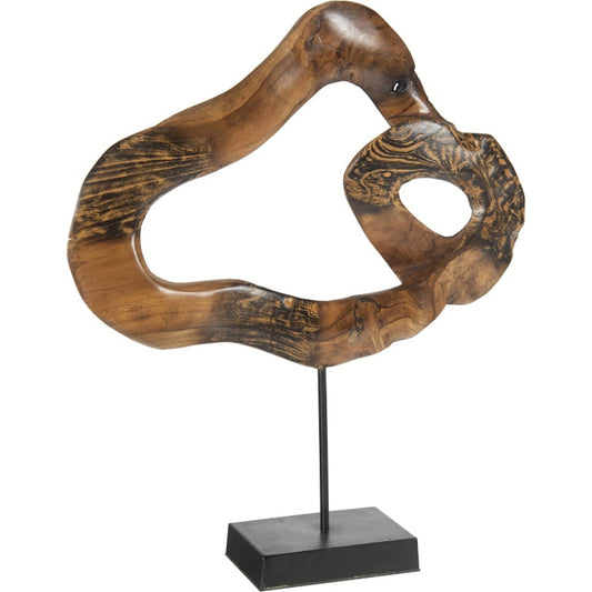 Carved Wood Swirl on Stand by Phillips Collection in brown, black. Made from wood, metal in a transitional style.