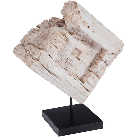 Eroded Wood Block on Stand by Phillips Collection in brown, black. Made from wood, metal in a modern style.