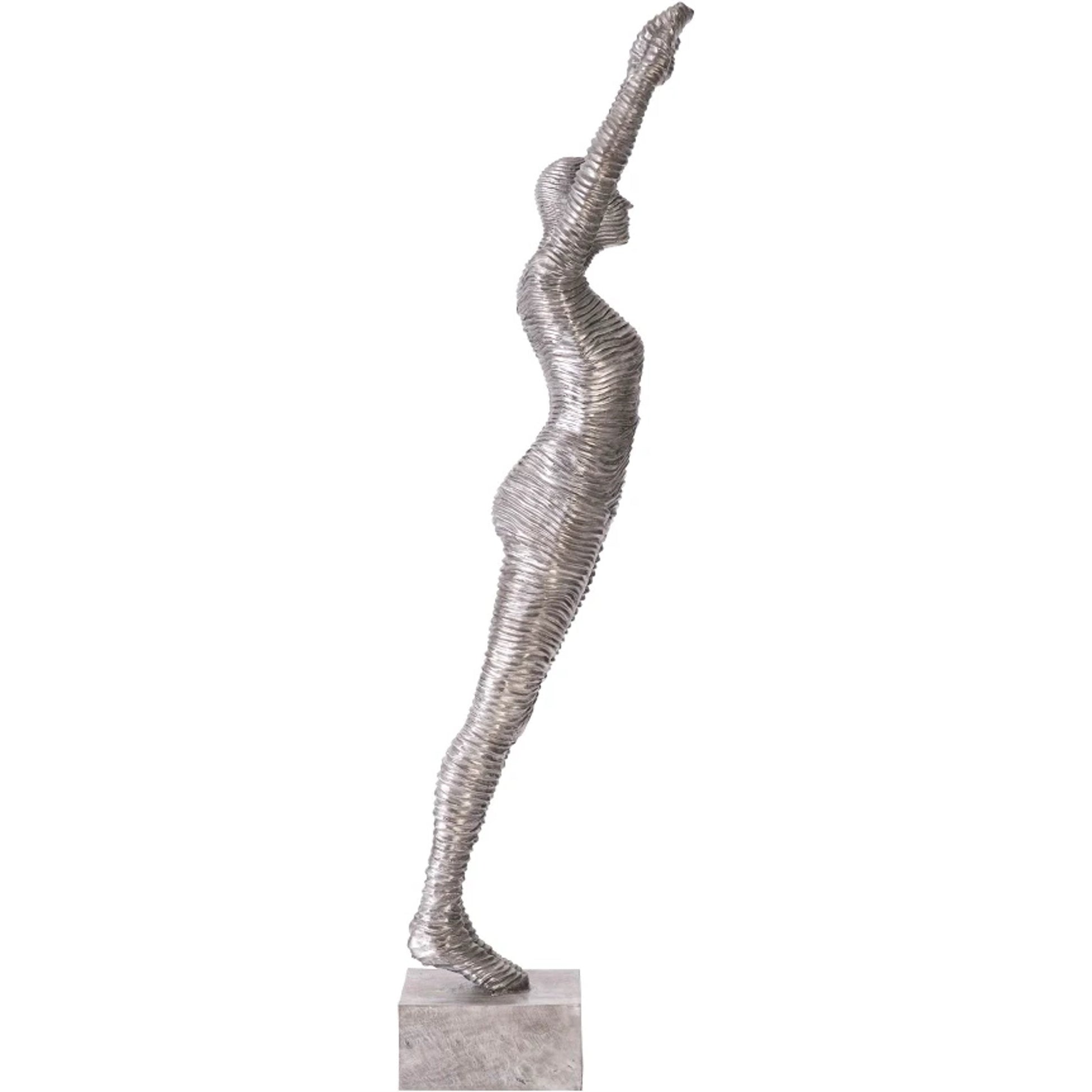 Standing Diving Sculpture by Phillips Collection in silver and silver. Made from metal, aluminum in a modern style.