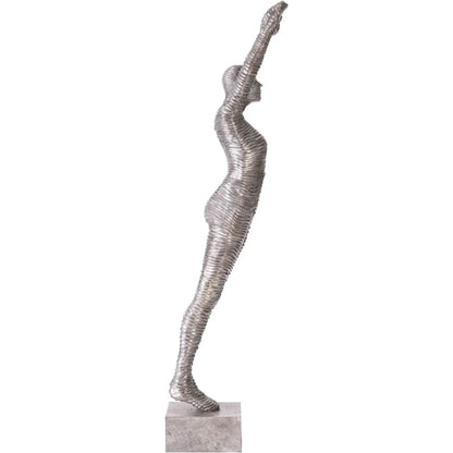 Standing Diving Sculpture by Phillips Collection in silver and silver. Made from metal, aluminum in a modern style.