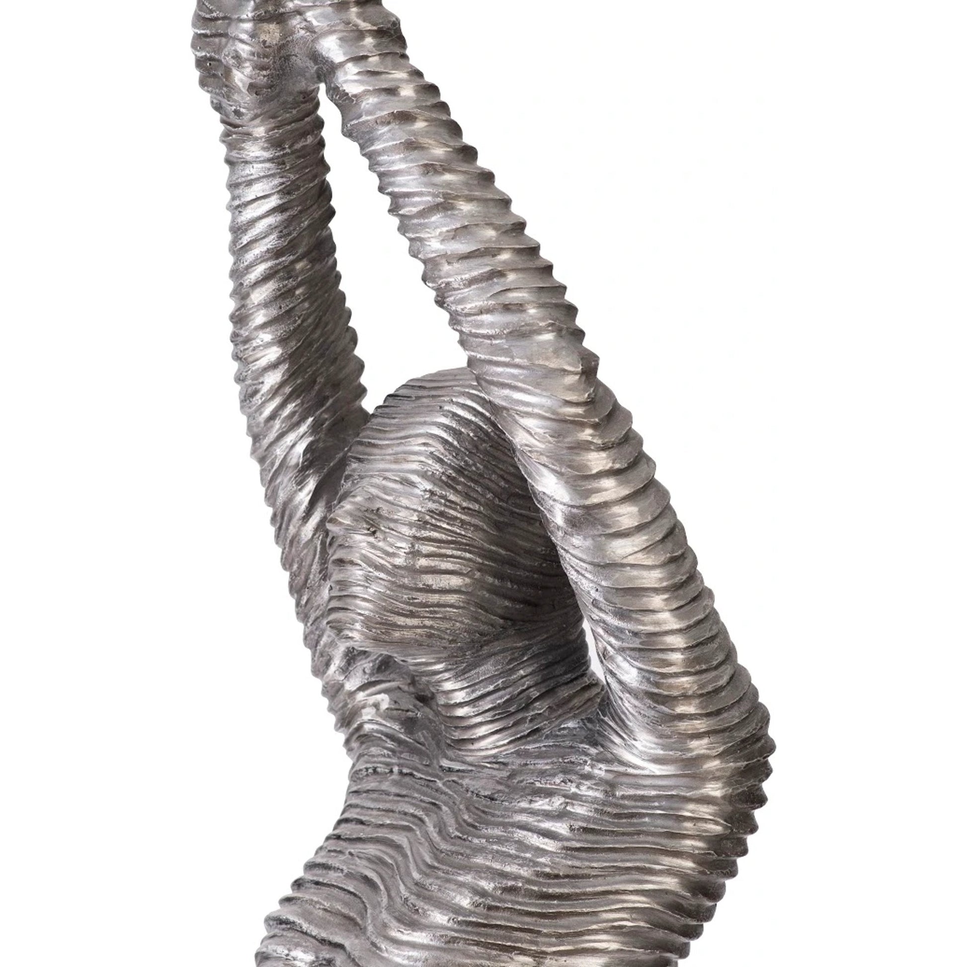 Standing Diving Sculpture by Phillips Collection in silver and silver. Made from metal, aluminum in a modern style.