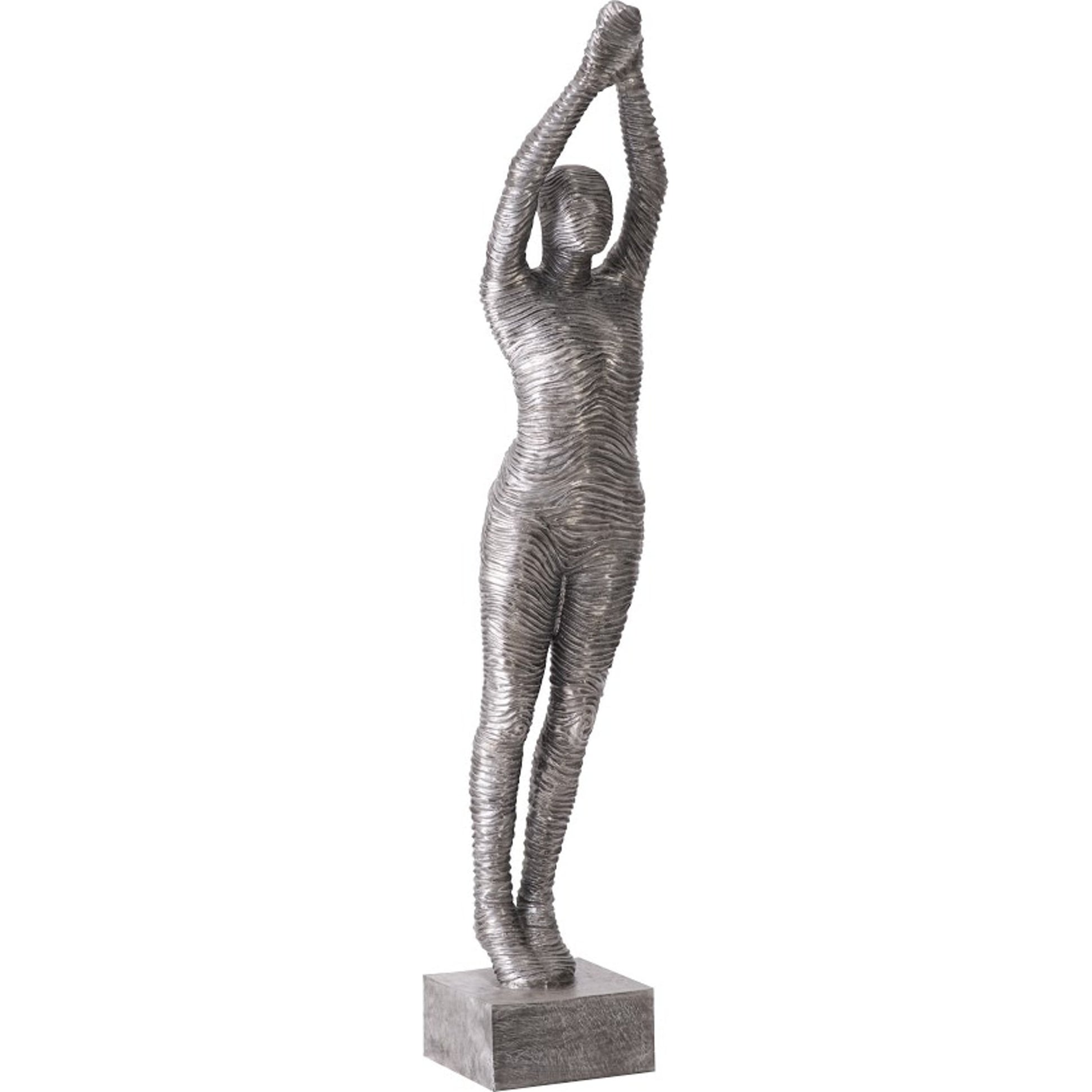 Standing Diving Sculpture by Phillips Collection in silver and silver. Made from metal, aluminum in a modern style.