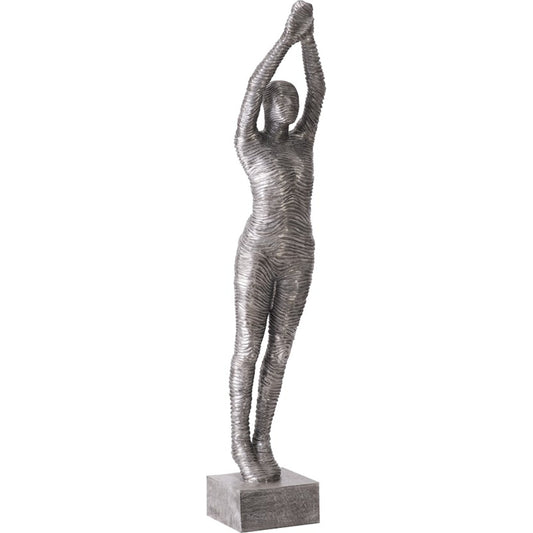 Standing Diving Sculpture by Phillips Collection in silver and silver. Made from metal, aluminum in a modern style.