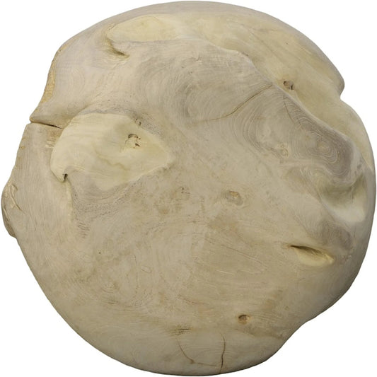 Teak Wood Ball Sculpture by Phillips Collection in off white and bleached. Made from wood, teak in a cottage & farmhouse style.