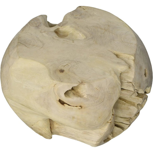 Teak Wood Ball Sculpture by Phillips Collection in off white and bleached. Made from wood, teak in a cottage & farmhouse style.