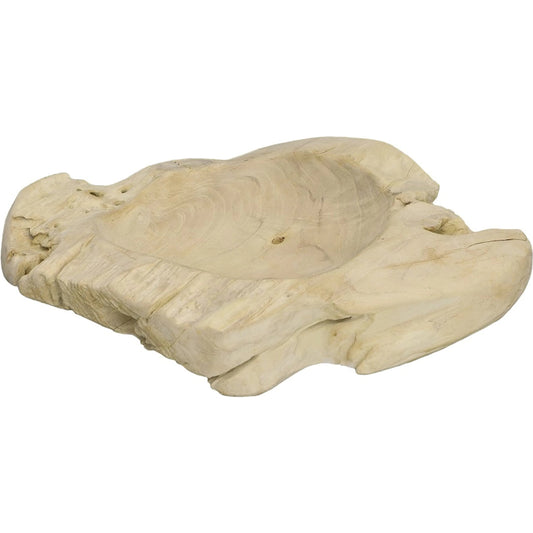 Teak Bleached Wood Bowl by Phillips Collection in off white and bleached. Made from wood, teak in a cottage & farmhouse style.