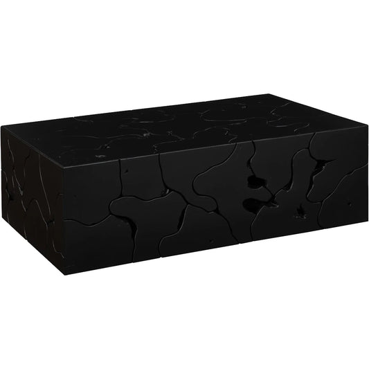 Teak Slice Rectangular Coffee Table by Phillips Collection in black. Made from wood, teak in a modern style.