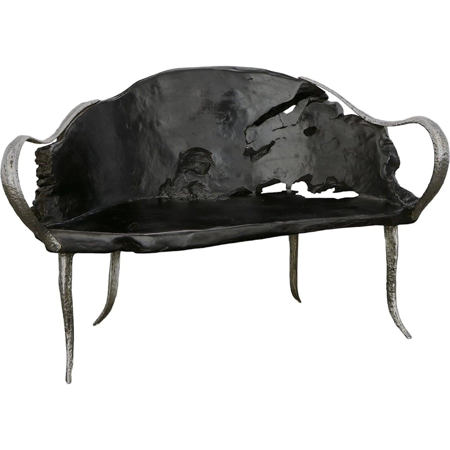 000 SI-2379558 | Primary Silo | Graven Live Edge Bench by Phillips Collection in brown, black. Made from wood, teak metal, aluminum in a modern style.