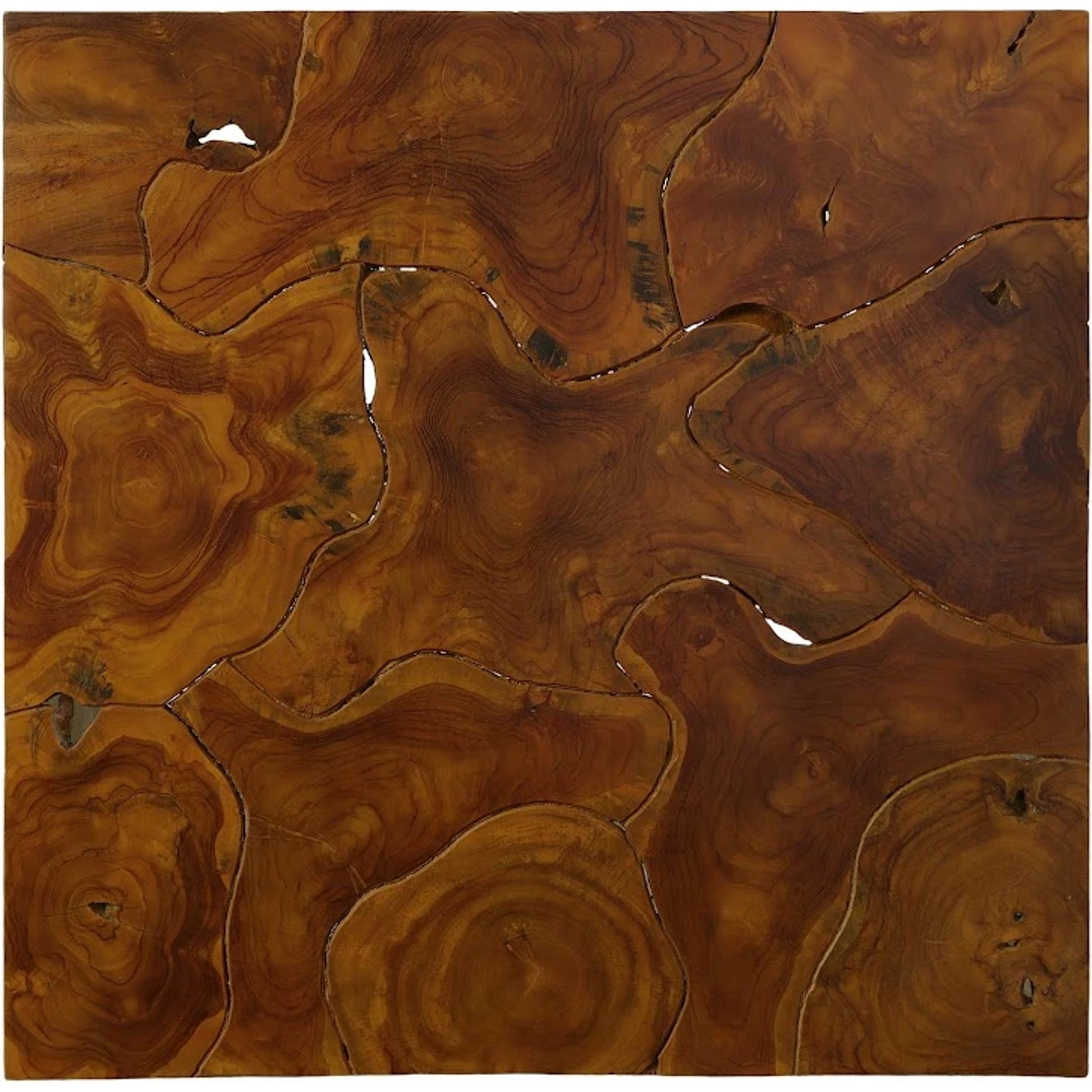 Teak Slice Square Coffee Table by Phillips Collection in warm teak red. Made from unique in a eclectic & global style.