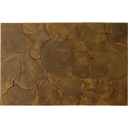 Teak Slice Coffee Table by Phillips Collection in brown, silver. Made from teak wood, stainless steel in a modern style.