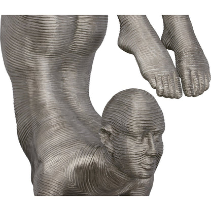 Handstand Scorpion Sculpture by Phillips Collection in silver. Made from metal, aluminum in a modern style.