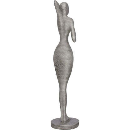 Admiring Standing Sculpture by Phillips Collection in silver. Made from metal, aluminum in a modern style.