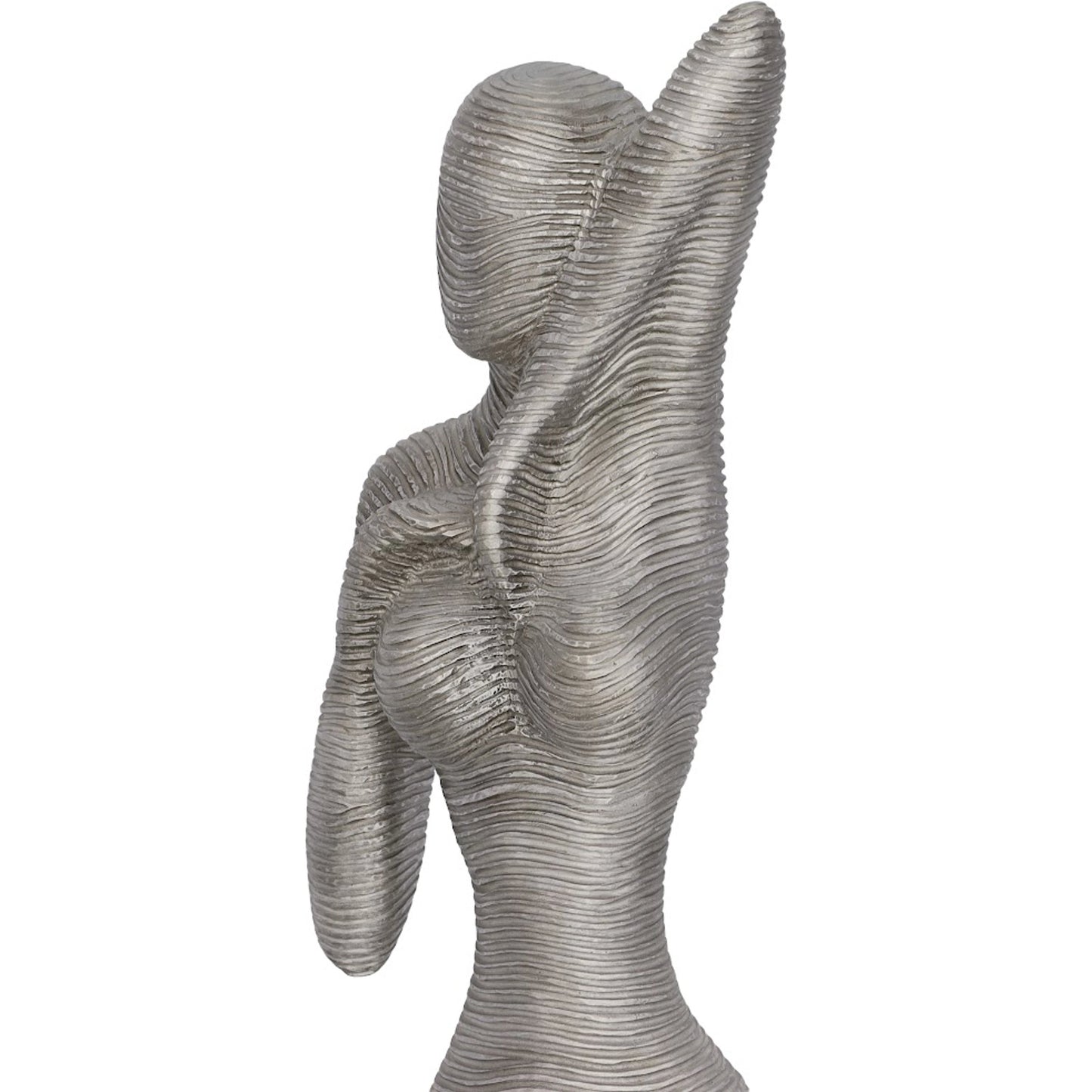 004 SI-2065412 | Closeup | Admiring Standing Sculpture by Phillips Collection in silver. Made from metal, aluminum in a modern style.