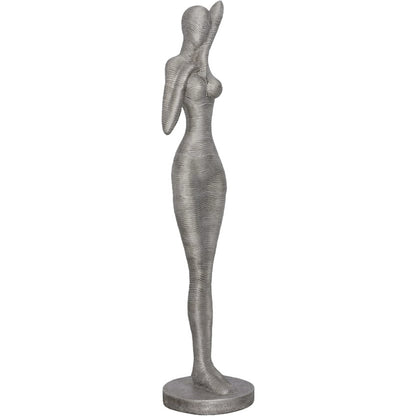 Admiring Standing Sculpture by Phillips Collection in silver. Made from metal, aluminum in a modern style.