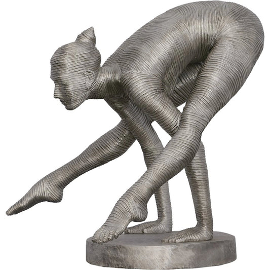 Balancing Body Sculpture by Phillips Collection in silver. Made from metal, aluminum in a modern style.