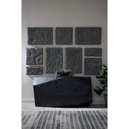 Etched Rock Puzzle Wall Tiles (Set of 9) by Phillips Collection in gray. Made from resin in a modern style.