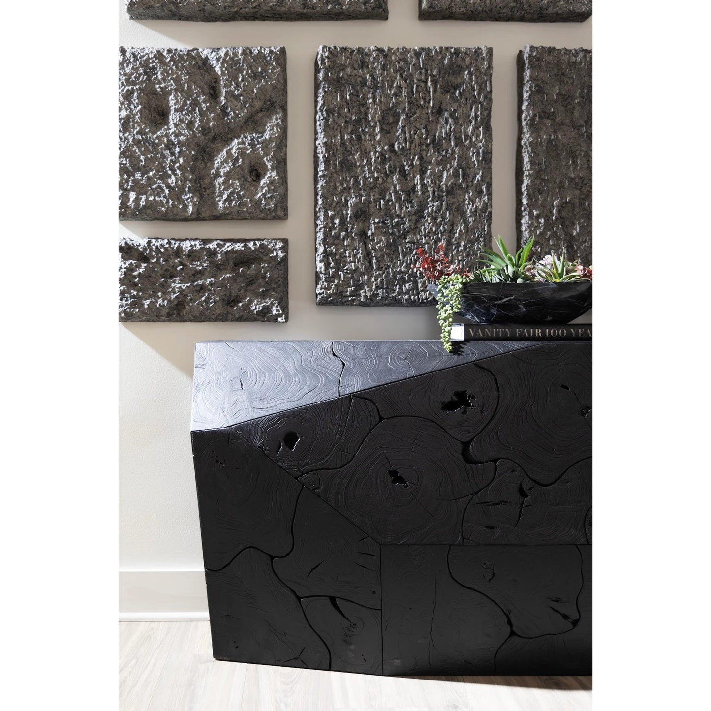 006 SI-2138197 | Lifestyle | Etched Rock Puzzle Wall Tiles (Set of 9) by Phillips Collection in gray. Made from resin in a modern style.