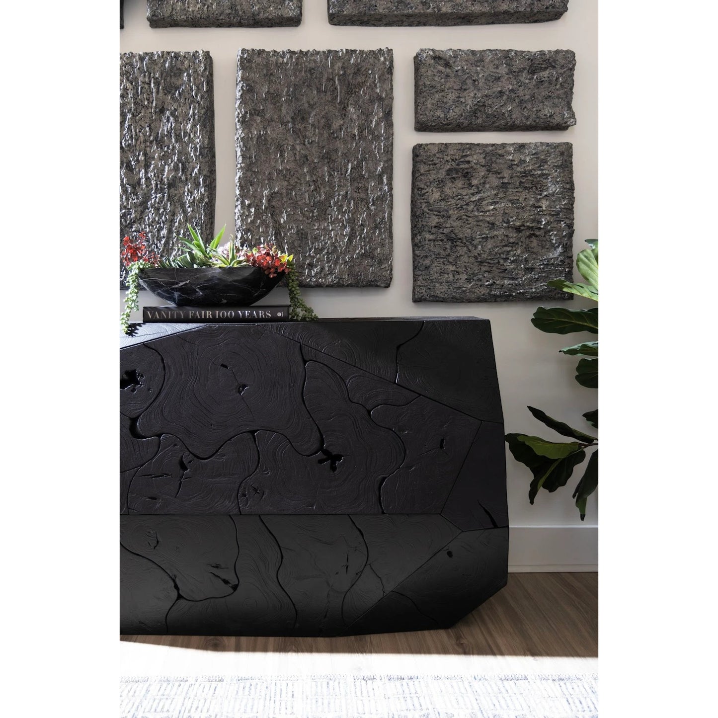 007 SI-2138197 | Lifestyle | Etched Rock Puzzle Wall Tiles (Set of 9) by Phillips Collection in gray. Made from resin in a modern style.