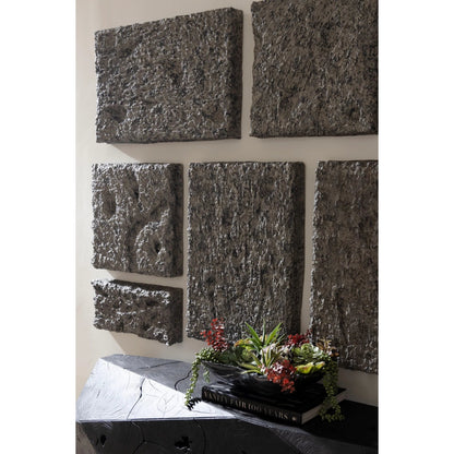 Etched Rock Puzzle Wall Tiles (Set of 9) by Phillips Collection in gray. Made from resin in a modern style.