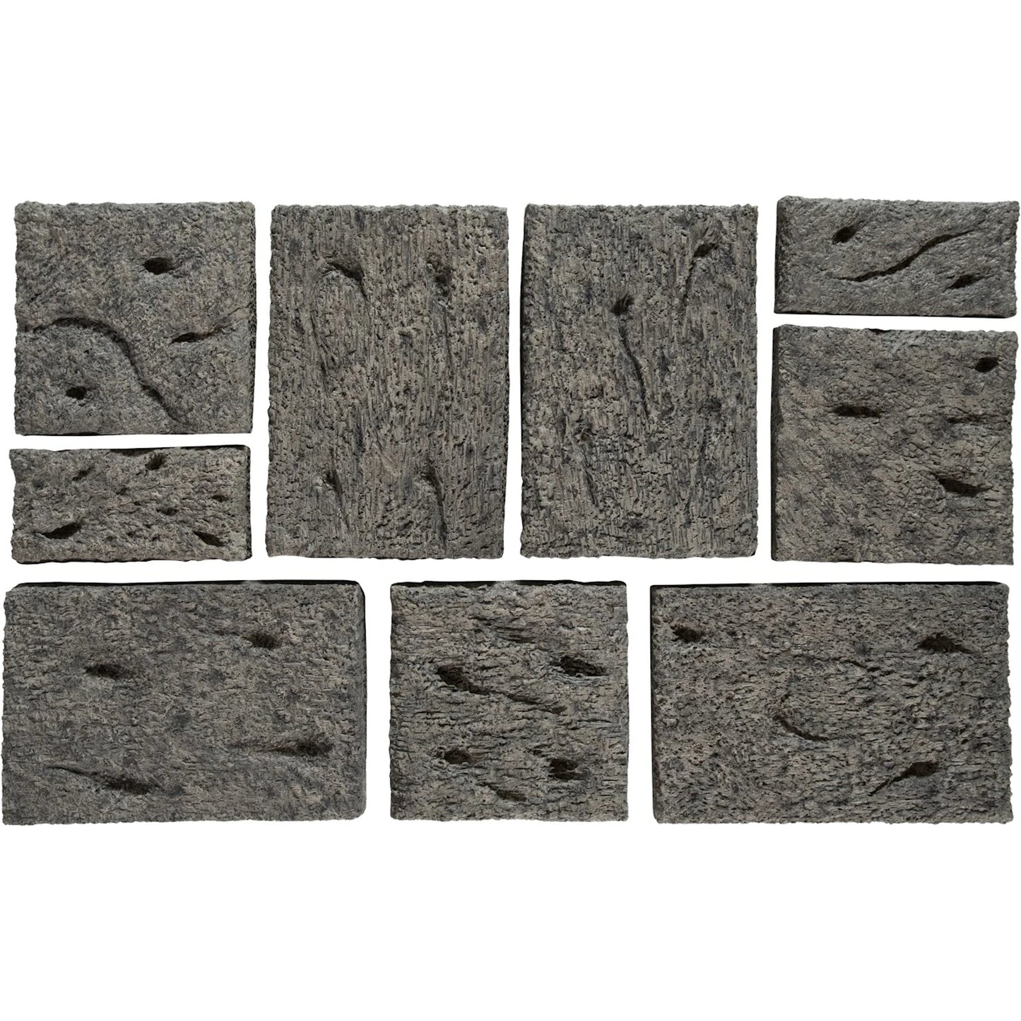 001 SI-2138197 | Primary Silo | Etched Rock Puzzle Wall Tiles (Set of 9) by Phillips Collection in gray. Made from resin in a modern style.