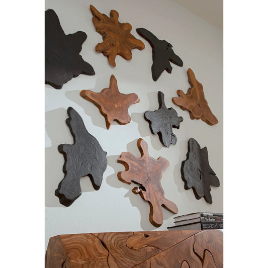 Freeform Teak Large Wall Slice, Natural by Phillips Collection in brown. Made from wood, teak in a rustic style.