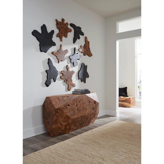Freeform Teak Large Wall Slice, Black by Phillips Collection in black. Made from wood, teak in a rustic style.