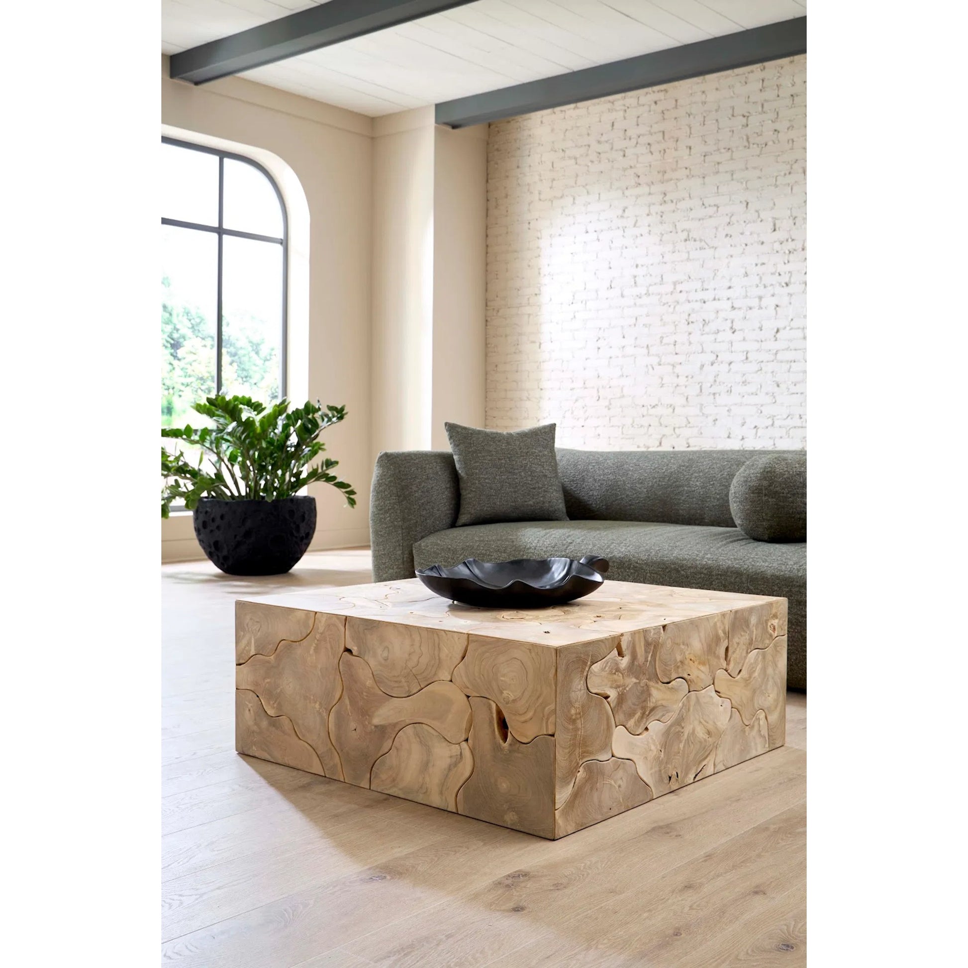 Teak Slice Coffee Table by Phillips Collection in bleached. Made from wood, teak in a unique style.