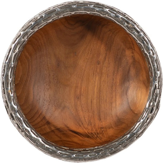 Teak Wood Bowl Wall Art by Phillips Collection in brown, silver and natural. Made from wood, metal in a unique style.