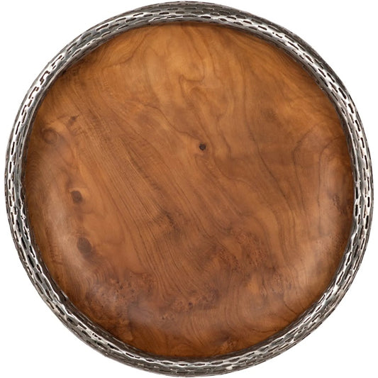 Teak Wood Bowl Wall Art by Phillips Collection in brown, silver and natural. Made from wood, metal in a unique style.