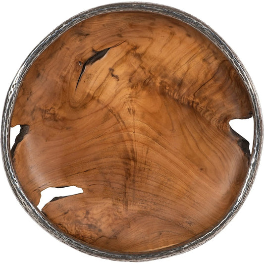 Teak Wood Bowl Wall Art by Phillips Collection in brown, silver and natural. Made from wood, metal in a unique style.